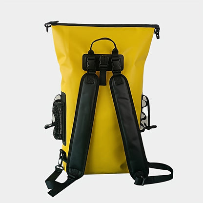 Wasserdichter 25L Rolltop-Rucksack mit mehreren Fächern, stabiler Schnallenversiegelung und Netz-Seitentasche