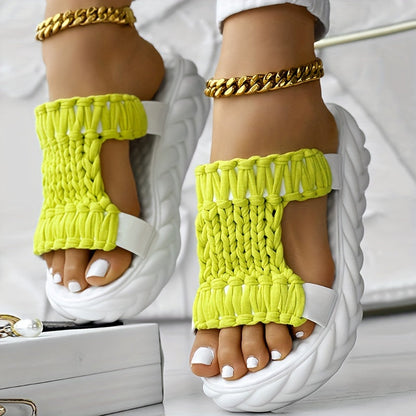 Bequeme Damen Sandalen mit Geflochtenem Obermaterial und Plattformsohle