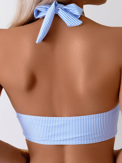 Damen Bikini-Set mit Feinem Gestreiften Halterneck-Design – Komfortabel und Modisch