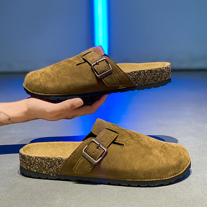 Unisex Slip-On Kunstsuede Mules – Leicht und Komfortabel mit Korksohle