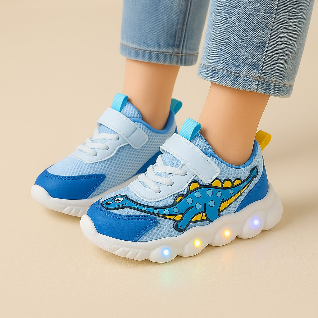 Kinder Dino Sneakers mit LED-Sohle – Cool und Verspielt