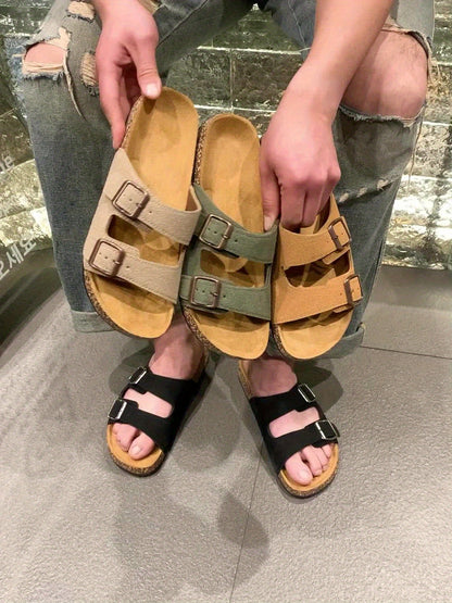 Retro-Sandalen mit doppelten verstellbaren Schnallen für Herren – Komfortabel und stilvoll für Herren
