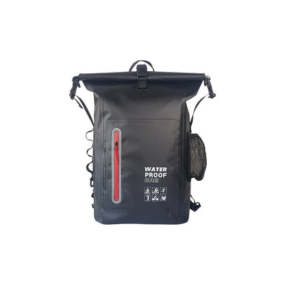 Wasserdichter 25L Rolltop-Rucksack mit mehreren Fächern, stabiler Schnallenversiegelung und Netz-Seitentasche