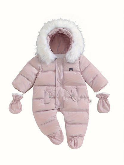 Snowy Baby Strampler – Warmer Winter-Overall mit Kapuze für draußen