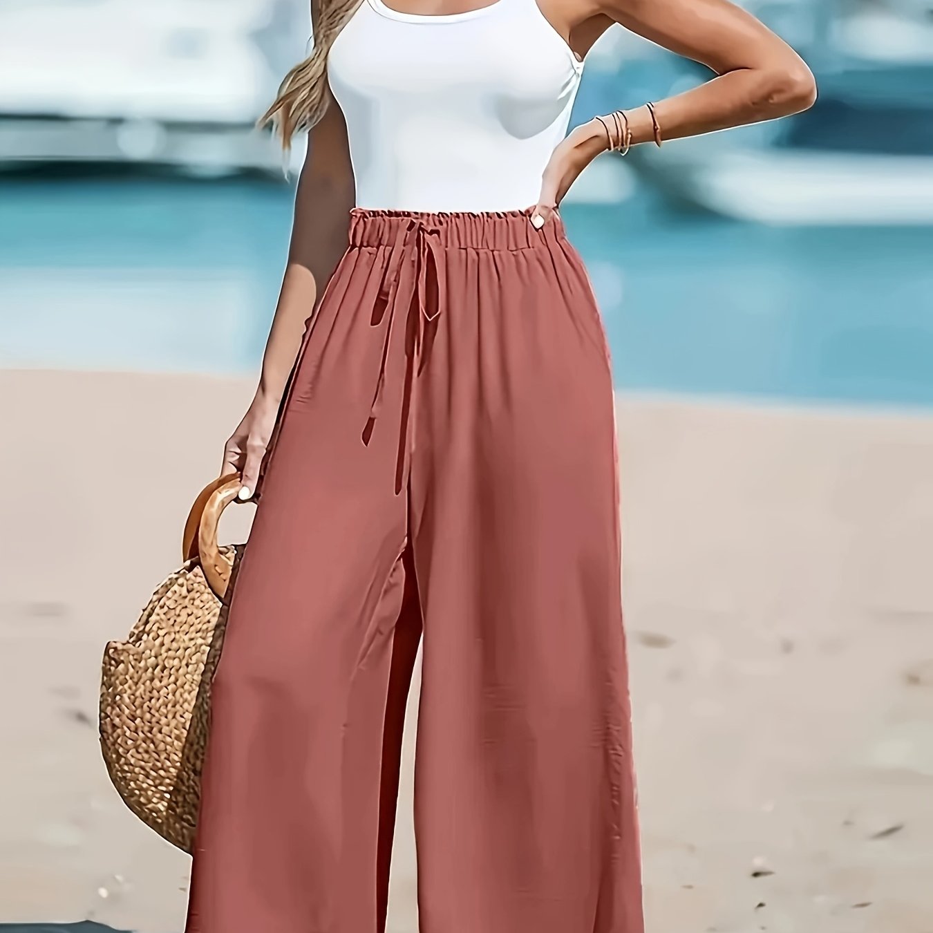 Damen Hohe Taille Weite Hose – Komfortabel und Elegant
