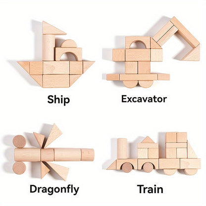 Natürliche Holzbauklötze Set – Für kreatives Spielen und Bildung