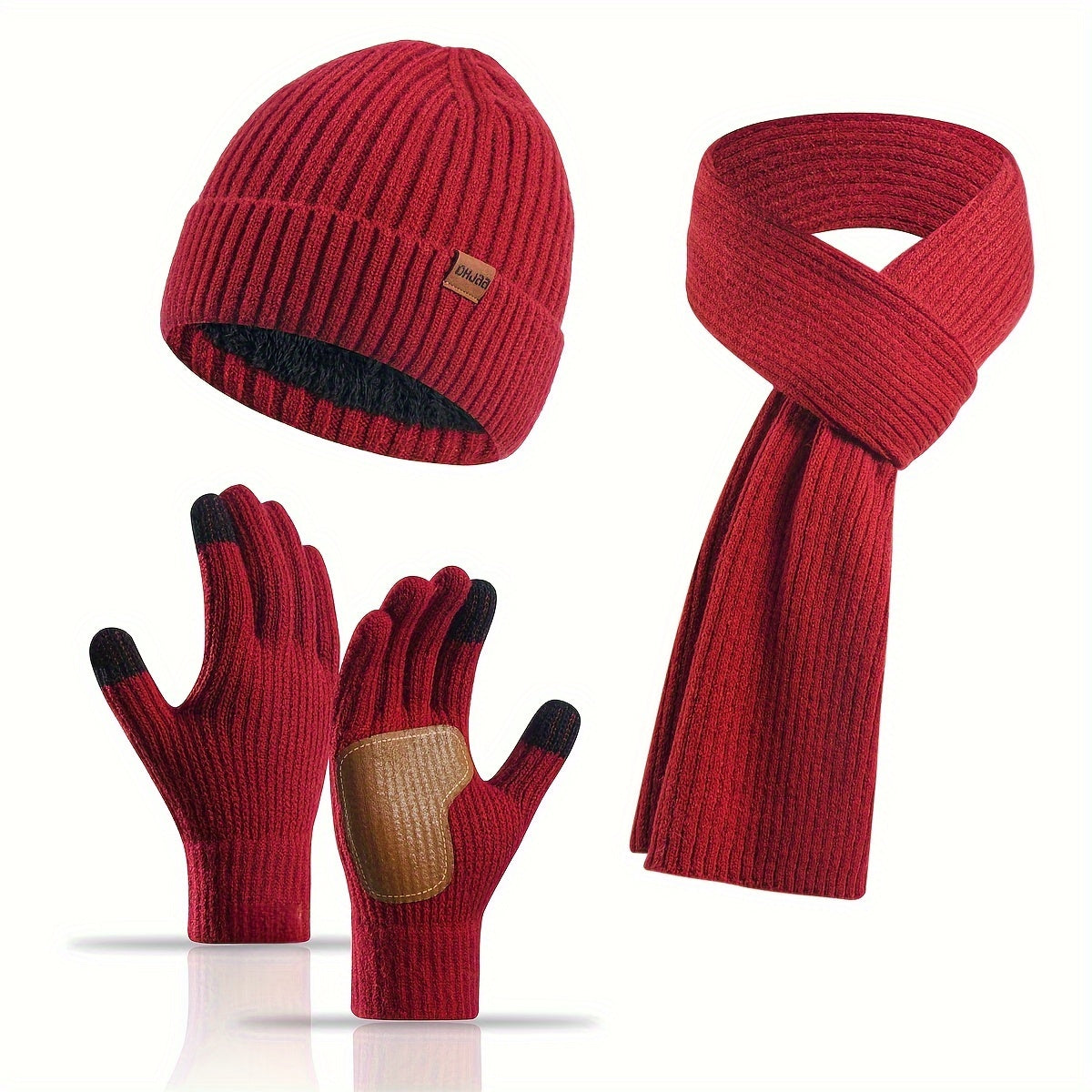 Fröhliches Winterset – Mütze, Schal und Handschuhe für Paare