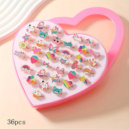 Lola Magische Prinzessinnen Ringe Set – 36 Stk. Verstellbare Ringe für Mädchen