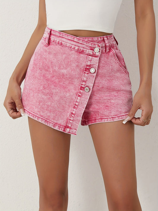 Stretch-Denim-Skort für Damen – Slim Fit und Asymmetrisch