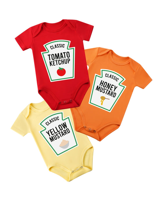 3er-Pack Baby Bodysuits – Weiche Baumwolle mit Verspielten Lebensmittel-Drucken