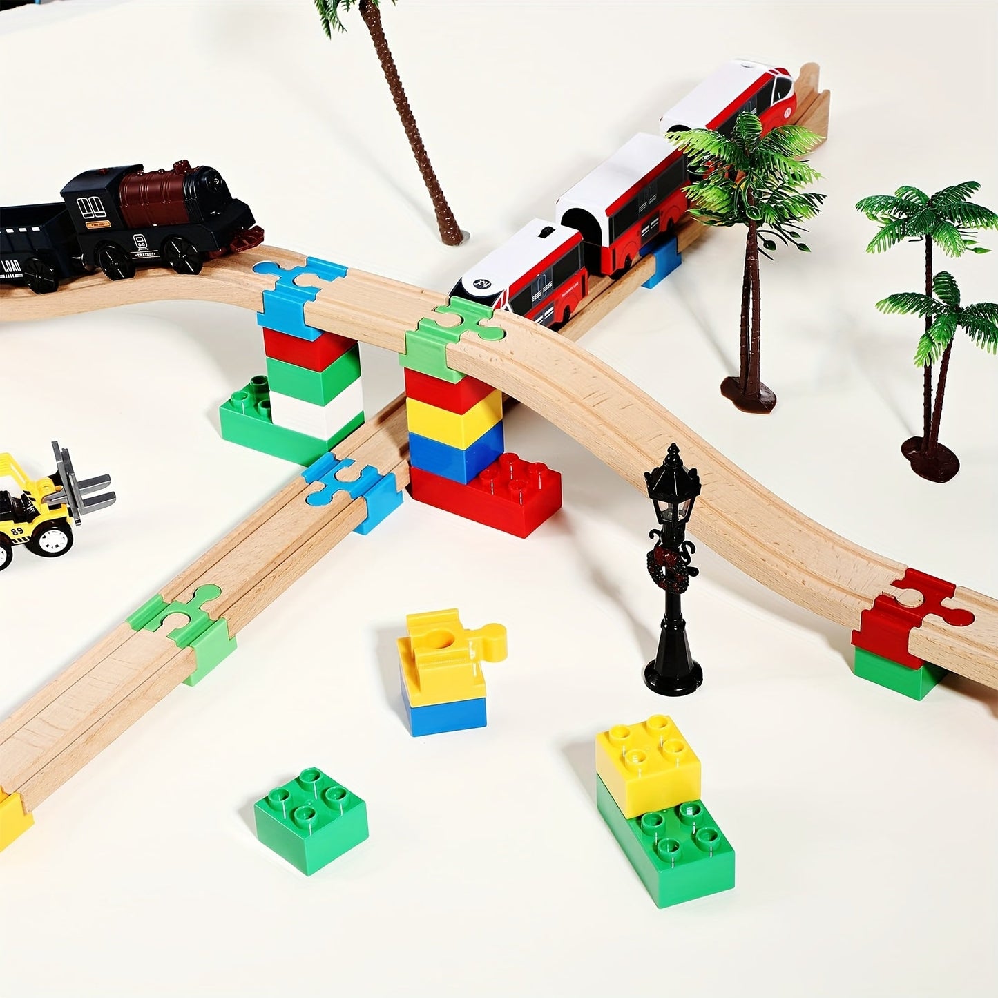 Set von 7-14 Bunt Holzgleisadaptern – Verstellbare Verbinder für den Modellbau