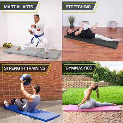 Tragbare Dreifach-Yogamatte mit dicker Polsterung, rutschfester PU-Oberfläche und Griff