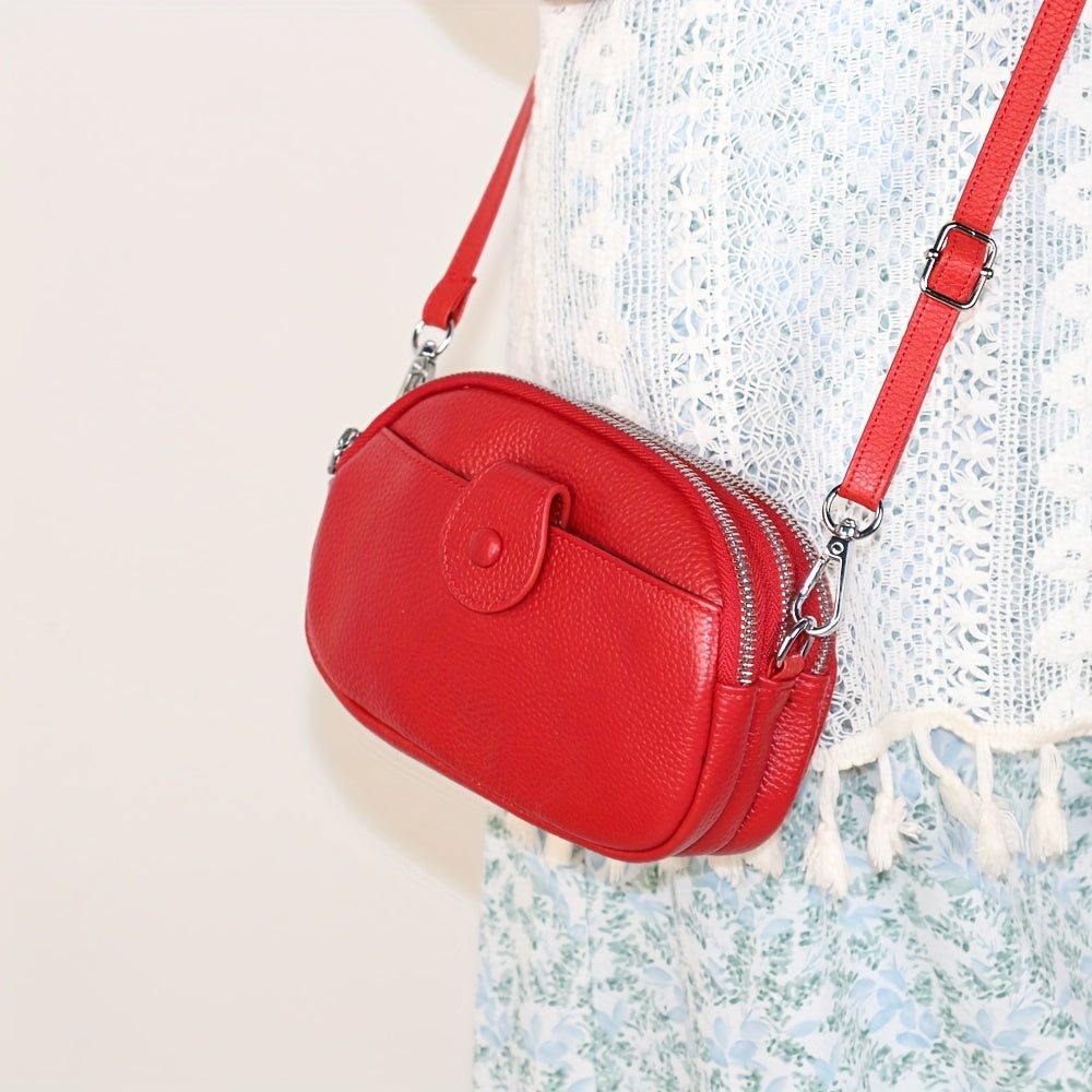 Große Kapazität Vintage Crossbody Tasche – Echtleder mit mehreren Fächern