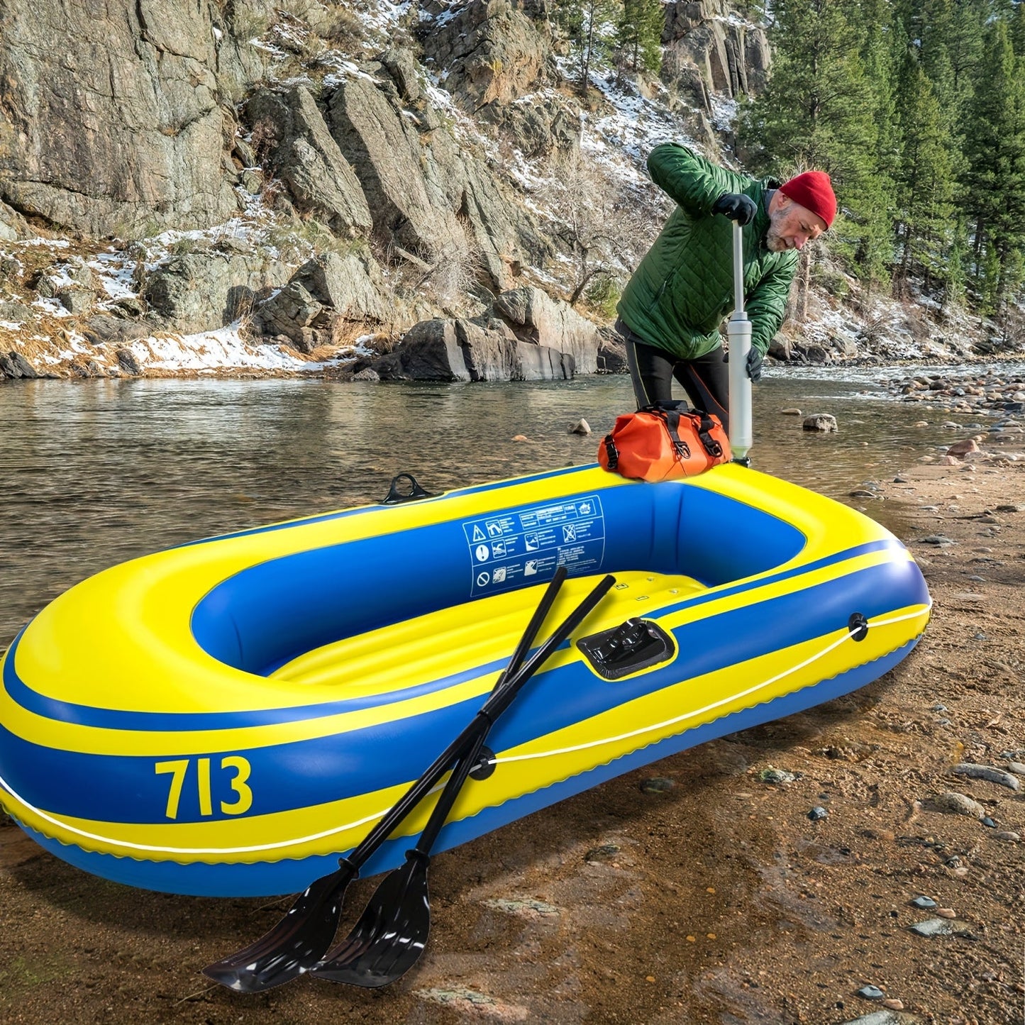 Aufblasbares Angelboot-Set – Leichtes 2-Personen PVC-Boot mit Paddeln
