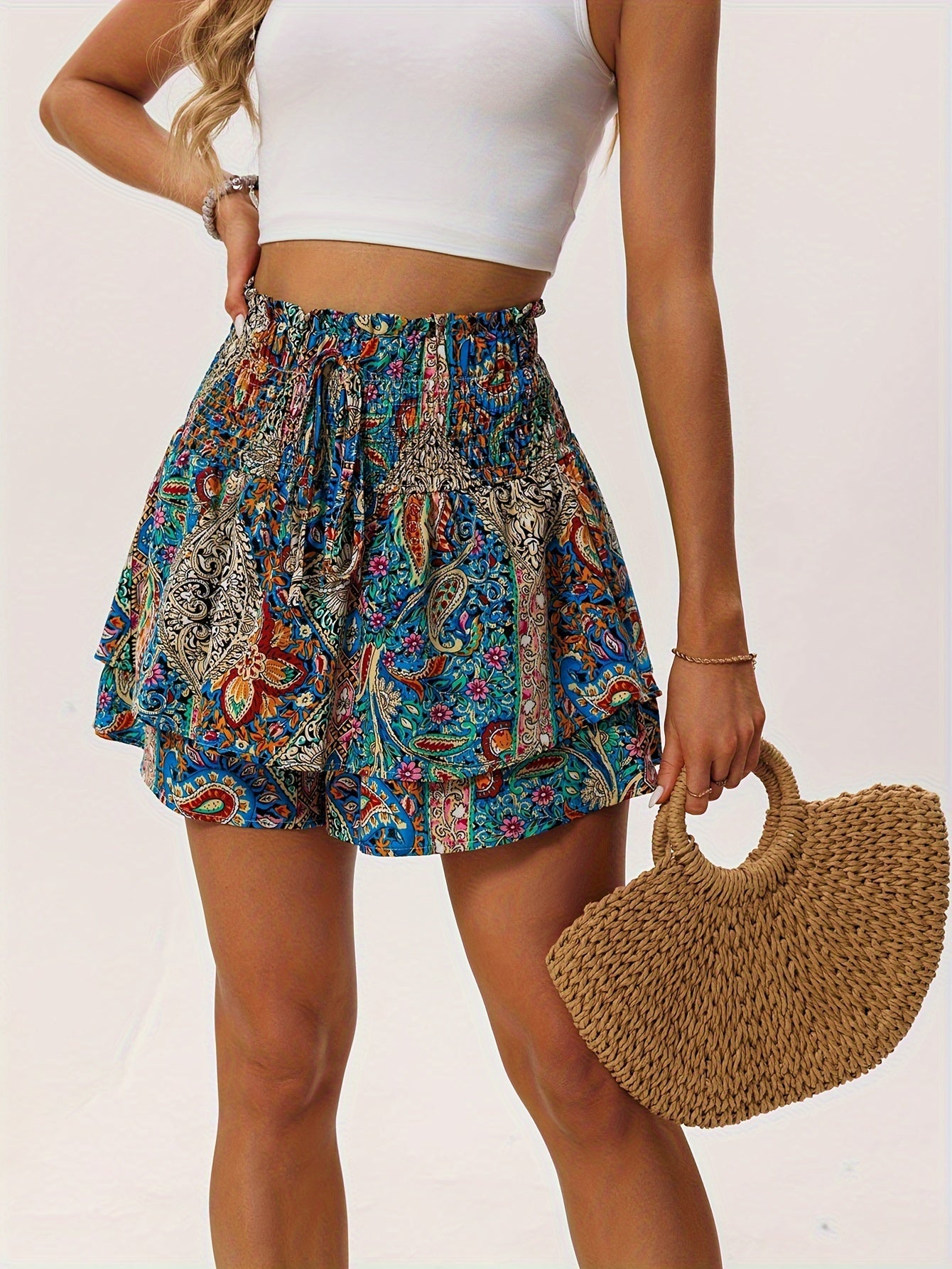 Urlaubs-Damenshorts Blumenmuster – Komfortabel und Weiblich
