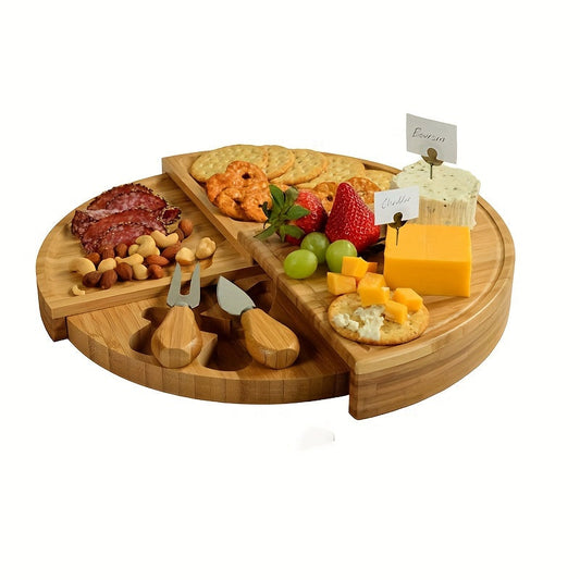 Bamboo Delights Käse- und Snackbrett Set – Originell und Praktisch für Gemütliche Momente
