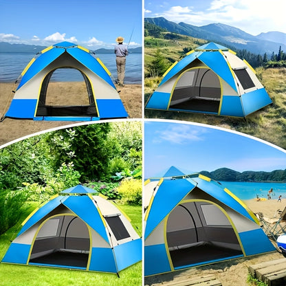 Schnell-Aufbau 4-Personen Campingzelt – Atmungsaktiver und Winddichter Schutz