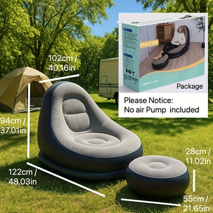 Aufblasbares Sofa-Lounger mit Fußstütze – Wasserdicht & Bequem