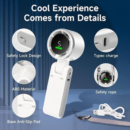 Kompakter Turbo Handventilator – 3-in-1 USB wiederaufladbar mit 5 Geschwindigkeiten