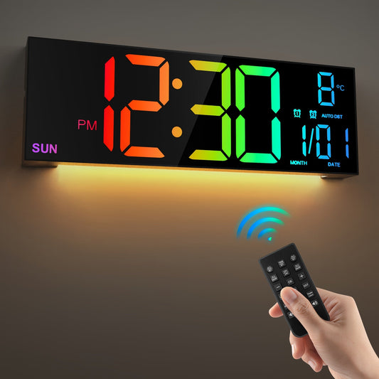 LumiWall Digitale Wanduhr – Groß, Farblich und Leicht Ablesbar