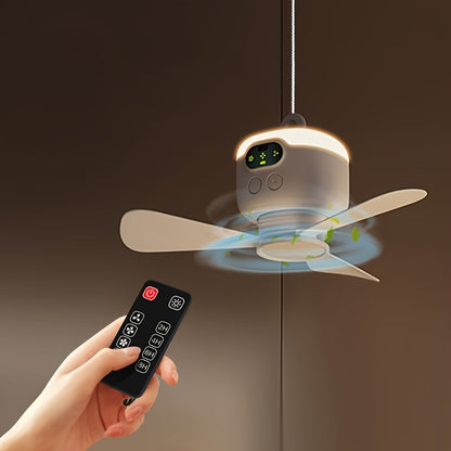 USB-Wiederaufladbarer Hängelüfter – Tragbar mit LED-Licht