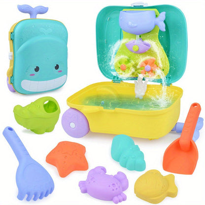 Wal-Themen Strandspielzeug-Set für Babys – 8-teiliges Reiseetui