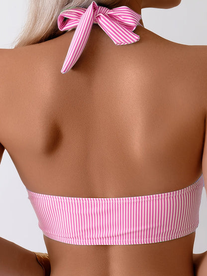 Damen Bikini-Set mit Feinem Gestreiften Halterneck-Design – Komfortabel und Modisch