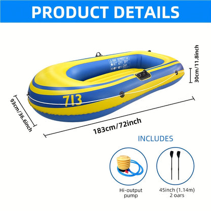 Aufblasbares Angelboot-Set – Leichtes 2-Personen PVC-Boot mit Paddeln
