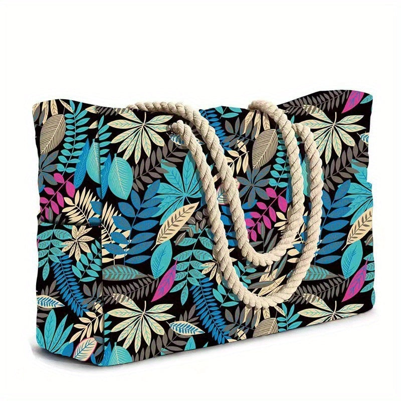 Gestreifte Strandtasche mit großem Fassungsvermögen – Langlebiges Polyester mit Reißverschluss