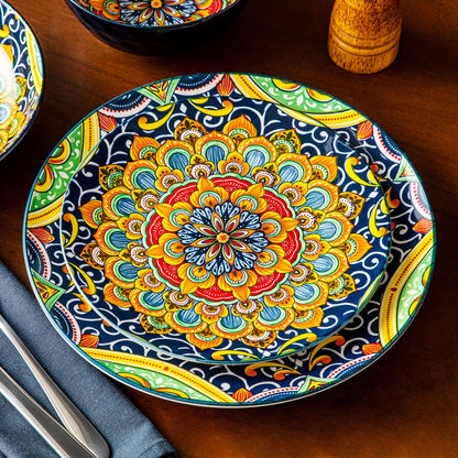 24-teiliges Diner-Set – Steinzeug im Boho-Stil