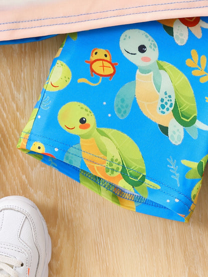 Schildkröten Druck Sommer Set – Lässiges T-Shirt und Shorts für Jungen