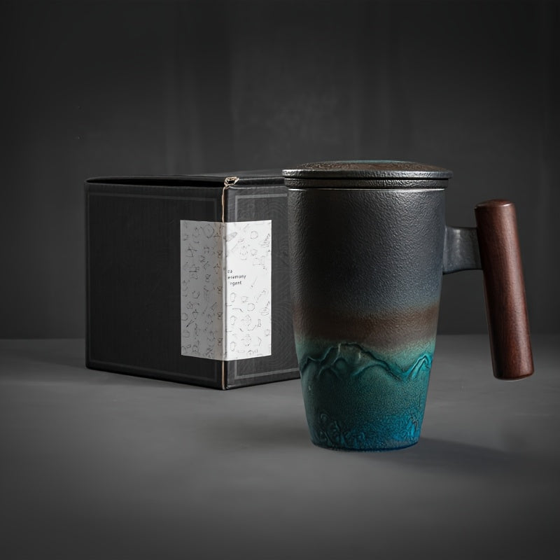 Handgefertigte Keramische Teetasse mit Sieb – Authentisches Design und Praktische Nutzung