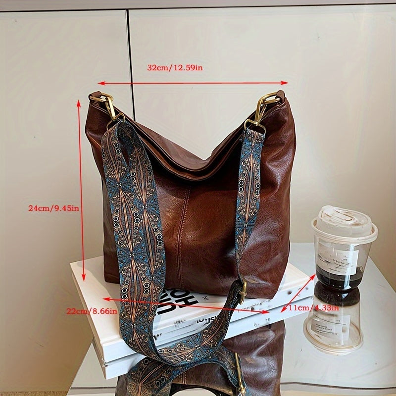 Breite Geometrische Tasche – Große Kapazität Crossbody mit Retro-Vibe