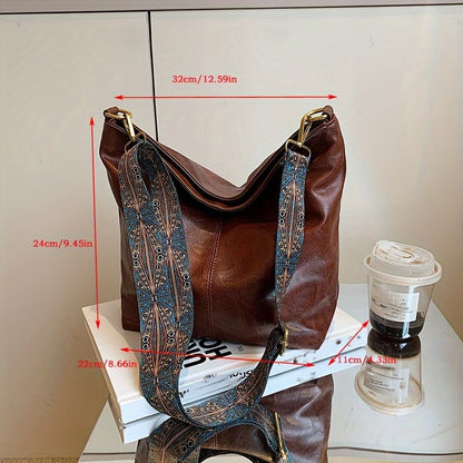 Breite Geometrische Tasche – Große Kapazität Crossbody mit Retro-Vibe