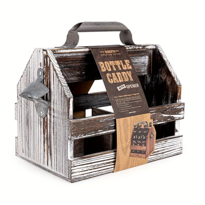 Holzflaschen Caddy mit Flaschenöffner – Perfektes Vatertagsgeschenk oder Geschäftsgeschenk