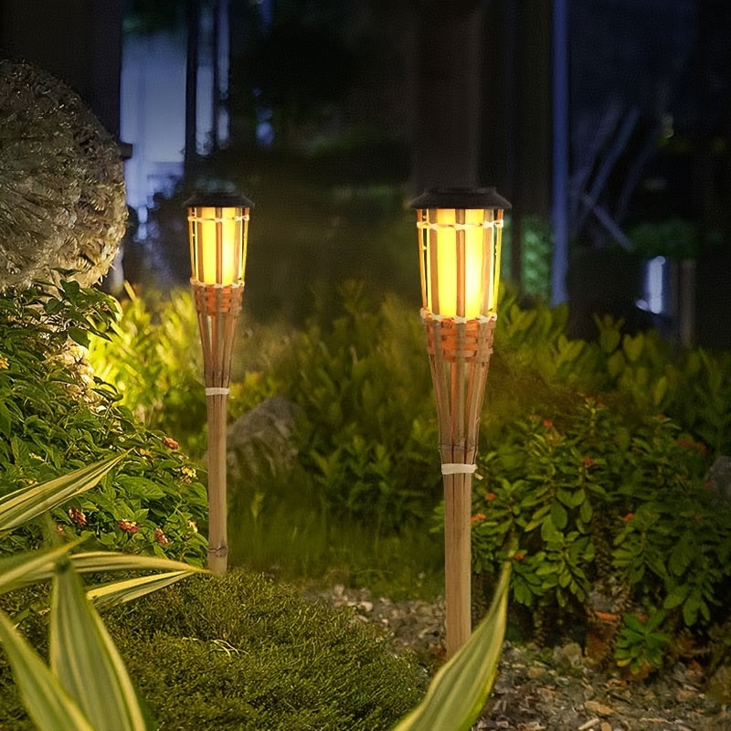 Solar-Bambusflammenlaterne – Stimmungsvolles und Natürliches