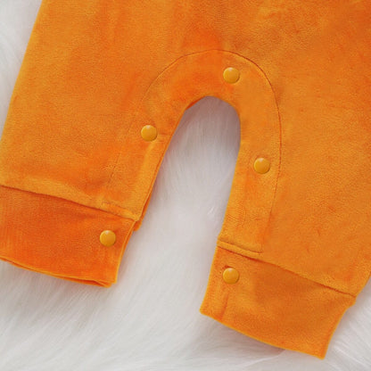 Halloween Kürbis Outfit für Kinder - Niedlicher Jumpsuit mit Mütze und Hausschuhen