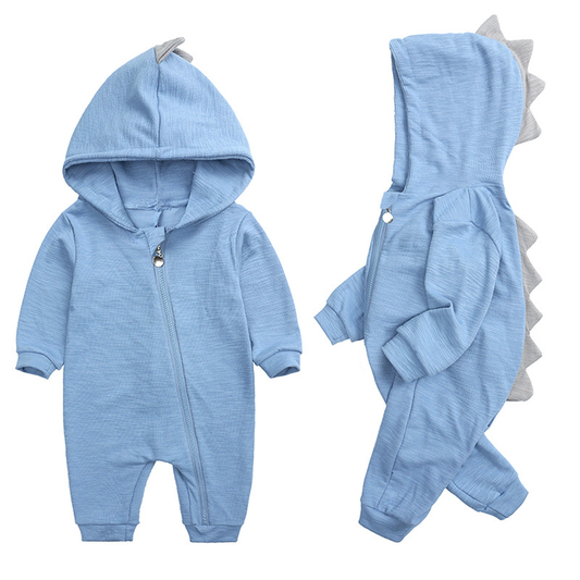 DinoBaby Jumpsuit – Weicher Overall mit Kapuze und Verspielten Rückendetails