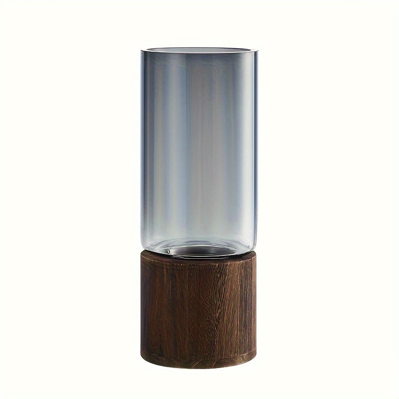 Luxus Glasvase mit Holzbasis – Elegant und Modern