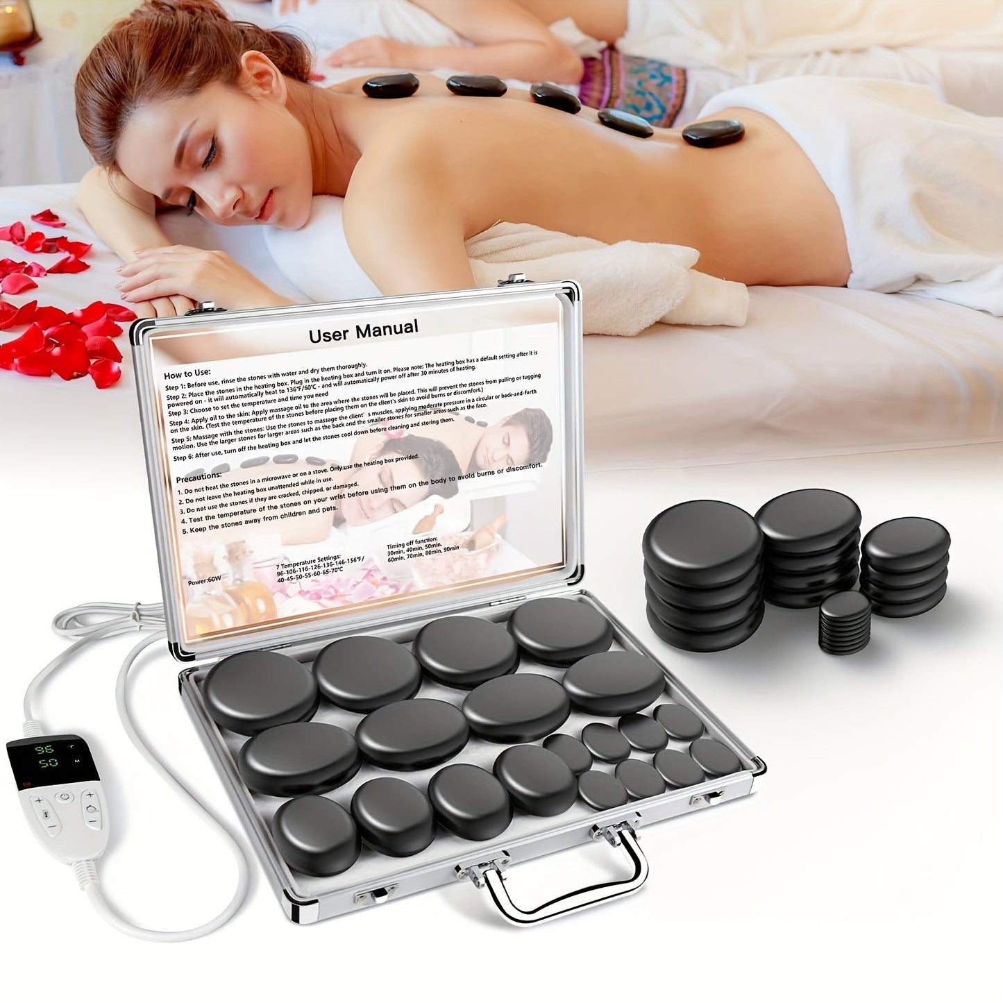 Professionelles Hot Stone Massage Set – Komplett mit Heizung
