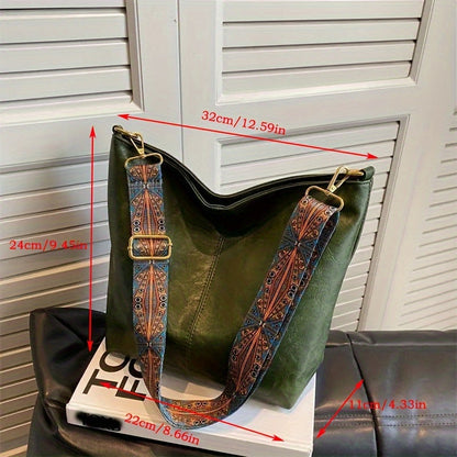 Breite Geometrische Tasche – Große Kapazität Crossbody mit Retro-Vibe