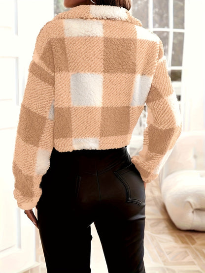 Maya Kariertes Teddy-Jacke – Stilvoll und Komfortabel für Damen