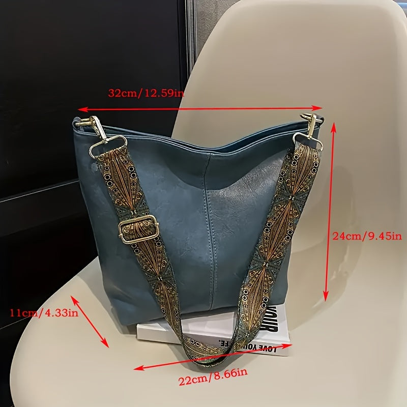 Breite Geometrische Tasche – Große Kapazität Crossbody mit Retro-Vibe