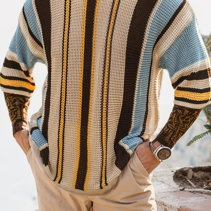 Lässiger Streifen Strickpullover – Bequem und Luftig