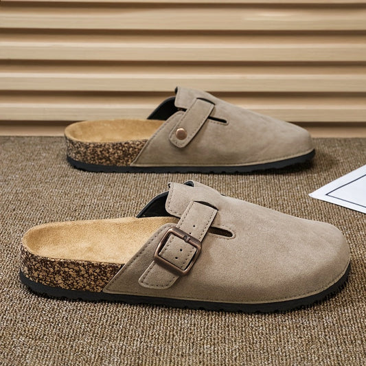 Unisex Slip-On Kunstsuede Mules – Leicht und Komfortabel mit Korksohle