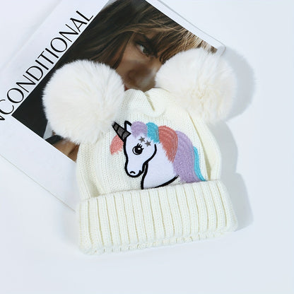 Lila Einhornmütze für Kinder - Gemütlich und Warm mit Pompons