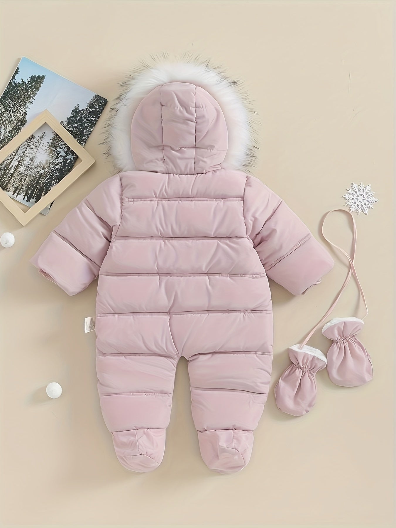 Snowy Baby Strampler – Warmer Winter-Overall mit Kapuze für draußen