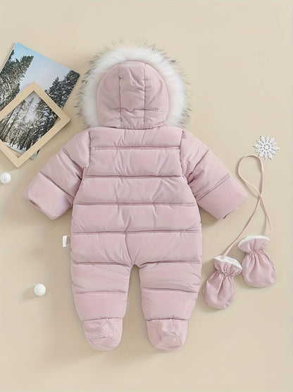 Snowy Baby Strampler – Warmer Winter-Overall mit Kapuze für draußen