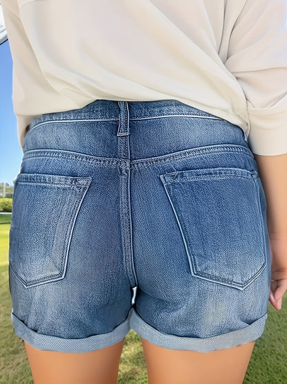 Damen Stretch-Denim-Shorts – Zerrissen & Bequeme Passform