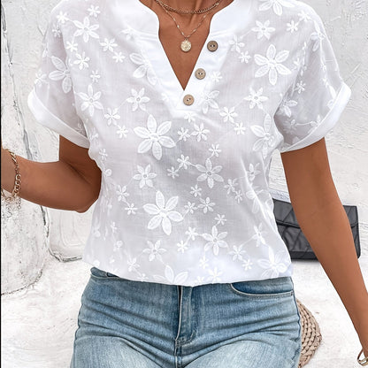 Damen Lockere Sommerbluse - Blumenmuster und Fledermausärmel